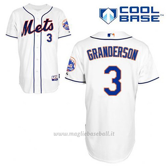 Maglia Baseball Uomo New York Mets Curtis Granderson 3 Bianco Alterner Cool Base